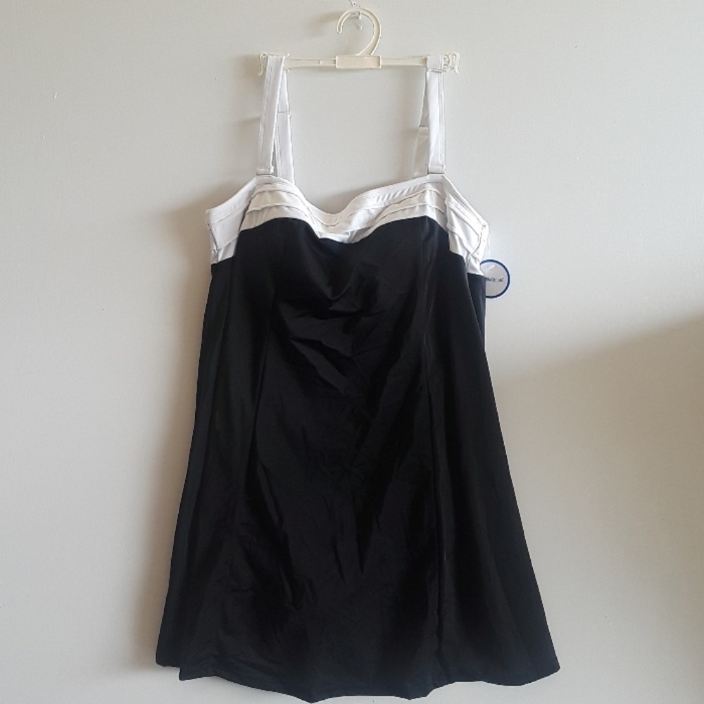 Black and white one-piece swimsuit
